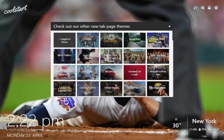 Baseball New Tab Theme Gallery