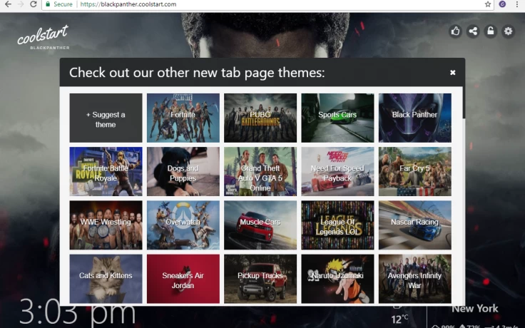 Balck Panther New Tab Theme Gallery