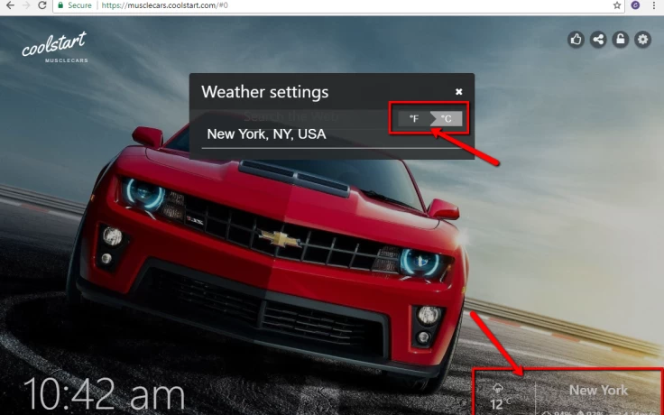 Change between Celsius and Fahrenheit