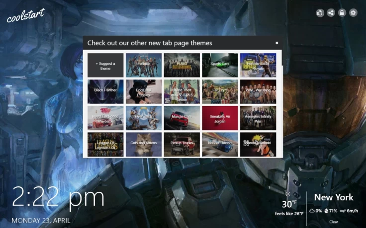 Halo New Tab Theme Gallery