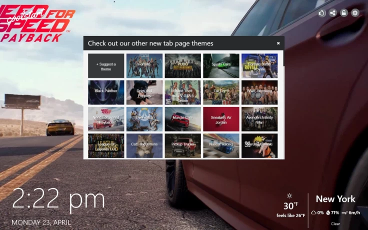 NFS Payback New Tab Theme Gallery