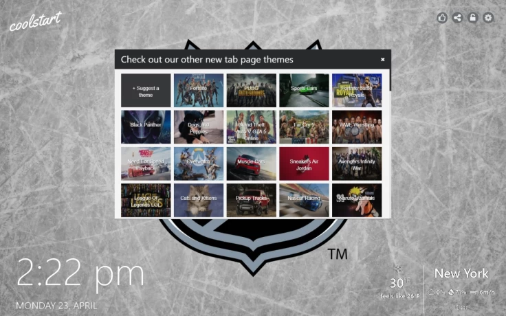 NHL Hockey New Tab Theme Gallery