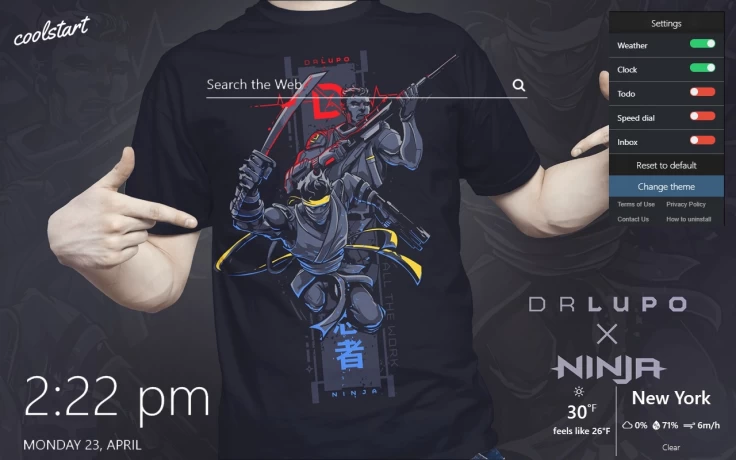 ninja twitch streamer social new tab