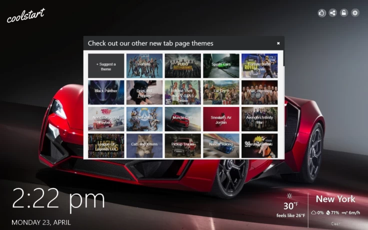 Super Cars New Tab Theme Gallery