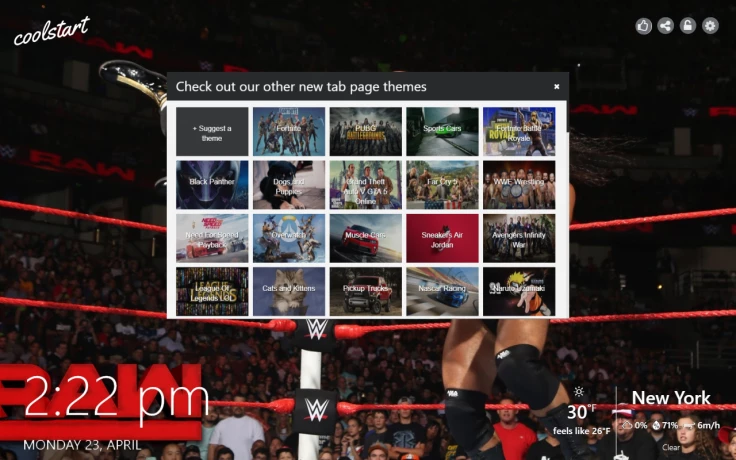 WWE Wrestling New Tab Theme Gallery
